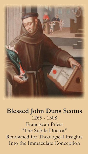 Blessed John Duns Scotus Prayer Card